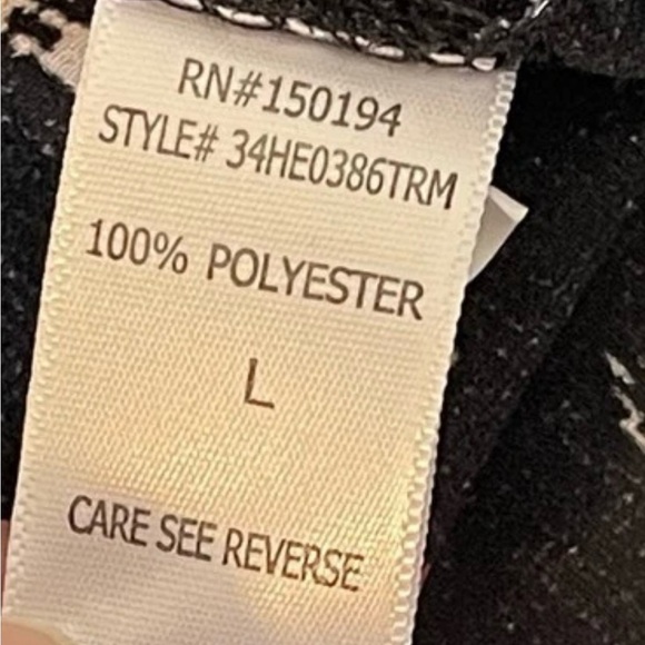 Star Scene Black Floral Peasant‎ Blouse Ruffle Sleeves Boho Cottagecore Size L - Picture 10 of 13